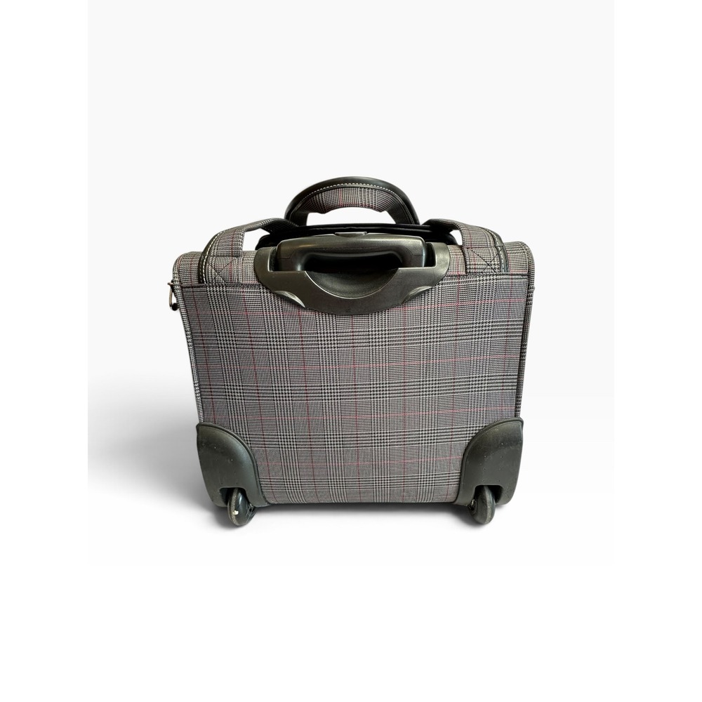 London Fog Devonshire 360UL Rolling Club Bag Unisex Carry On Grey Plaid CLEAN! - Picture 2 of 16
